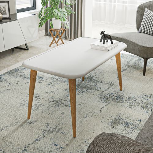 Bohemia Table Basse 90 Cm Avec Pieds En Bois (blanc)