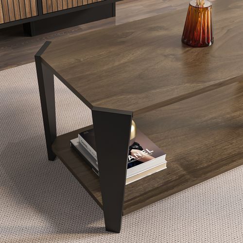 Monaco Table Basse Moderne Et Simple 91 Cm X 47 Cm (noyer Et Noir)