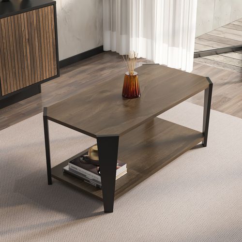 Monaco Table Basse Moderne Et Simple 91 Cm X 47 Cm (noyer Et Noir)