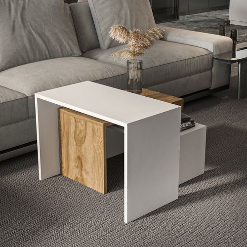 Andro Tables Gigognes Tables Basse Set De 3 Sizes Différents (blanc Et Oud)