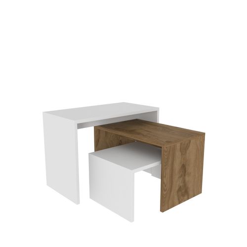 Andro Tables Gigognes Tables Basse Set De 3 Sizes Différents (blanc Et Oud)