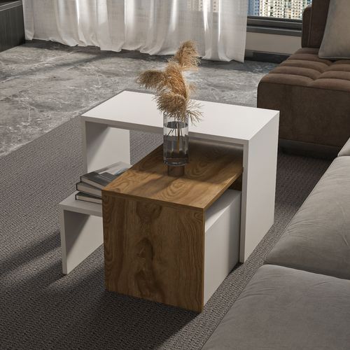 Andro Tables Gigognes Tables Basse Set De 3 Sizes Différents (blanc Et Oud)