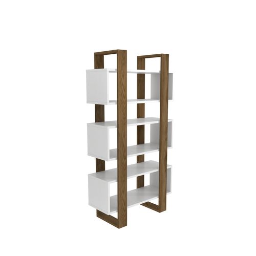 Reina Bibliothèque 150 Cm H Rangement 3 Niveaux Étagèress (blanc Et Oud)