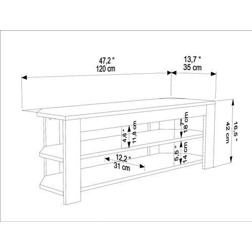 Rita Meuble TV D'angle 120 Cm Niches Étagères Ouvertes 2 Niveaux (oud Et Noir)