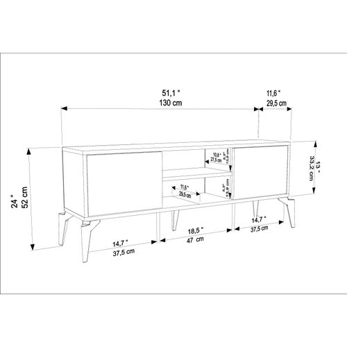 Lojo Meuble TV 130 Cm Niches Et Armoires Avec Portes Battantes (oud Et Alina)