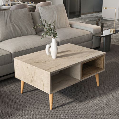 Table Basse Oberon 90 X 60 Cm – Design Rectangulaire Avec Surface Extensible (traverter Walnut)