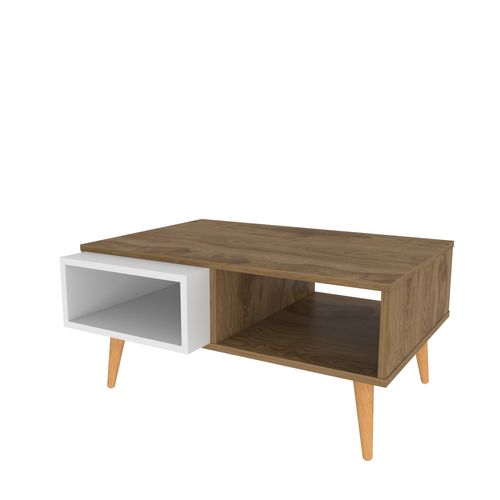 Table Basse Oberon 90 X 60 Cm – Design Rectangulaire Avec Surface Extensible (oud Et Blanc)