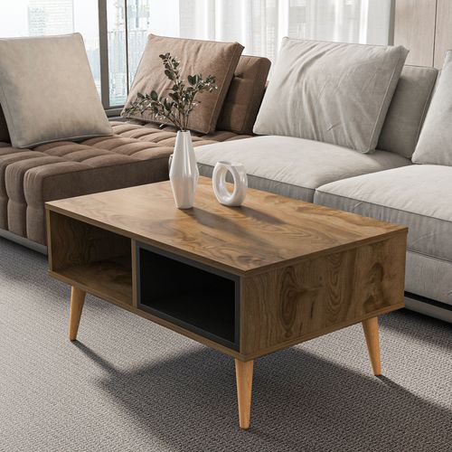 Table Basse Oberon 90 X 60 Cm – Design Rectangulaire Avec Surface Extensible (oud Et Noir)