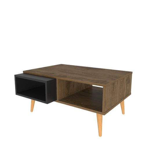 Table Basse Oberon 90 X 60 Cm – Design Rectangulaire Avec Surface Extensible (oud Et Noir)
