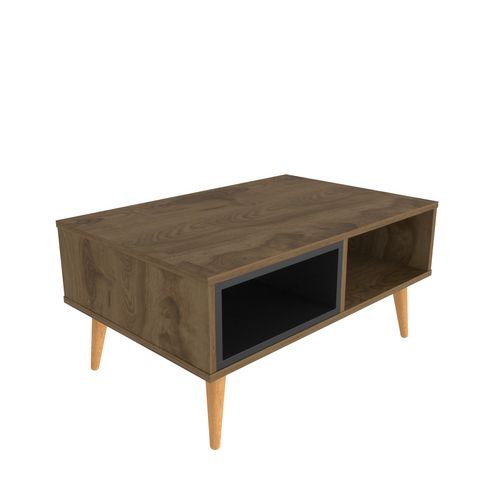 Table Basse Oberon 90 X 60 Cm – Design Rectangulaire Avec Surface Extensible (oud Et Noir)