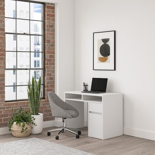 Isla Bureau Modern 100 Cm Tiroir Et Armoire (blanc)