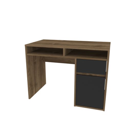 Isla Bureau Modern 100 Cm Tiroir Et Armoire (noyer Et Noir)