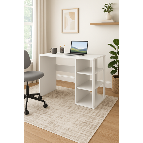 Polina Bureau Modern Avec Des Étagères Ouvertes White
