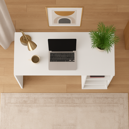 Polina Bureau Modern Avec Des Étagères Ouvertes White