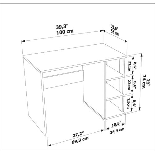 Polina Bureau Modern Avec Des Étagères Ouvertes White
