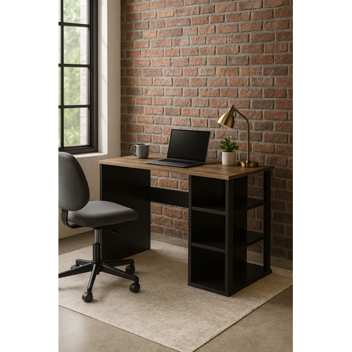 Polina Bureau Modern Avec Des Étagères Ouvertes Black Walnut