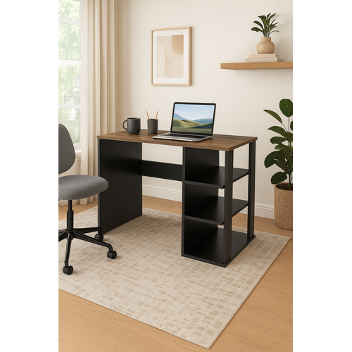 Polina Bureau Modern Avec Des Étagères Ouvertes Black Walnut