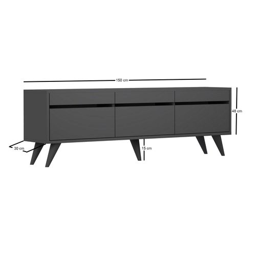 River Meuble TV - 100 % Mélamine - Anthracite