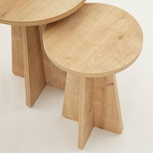 Lot De 2 Tables Basses Décor Bois Chêne Saphir H50 Cm