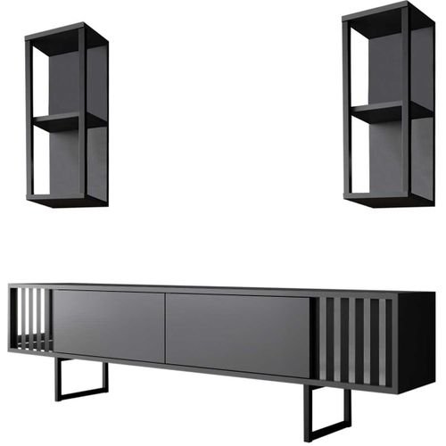Line Tu Meuble TV - 100 % Mélamine - Anthracite, Noir