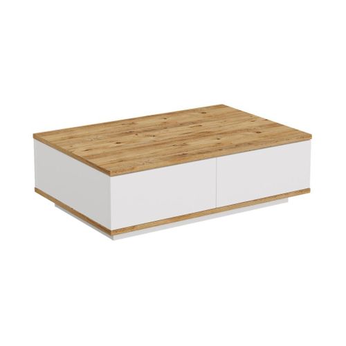 Table Basse Avec 2 Portes - Naturel Et Blanc - Lotula