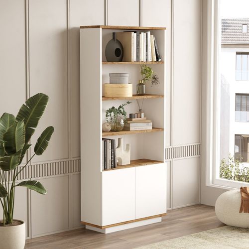 Bibliothèque Yigha L75cm Bois Clair Et Blanc
