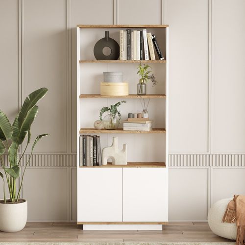 Bibliothèque Yigha L75cm Bois Clair Et Blanc