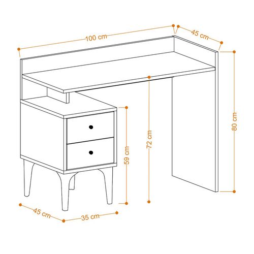 Bureau 2 Tiroirs Tarive L100cm Chêne Clair