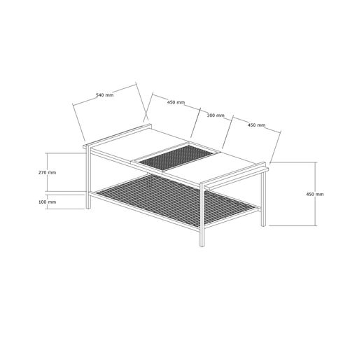 Table Basse Style Industriel Ecetli L120cm Bois Clair Et Métal Noir