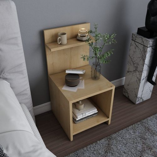 Table De Chevet  Avec 1 Niche Décor Bois Chêne H72 Cm