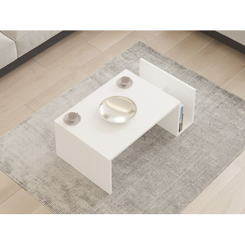 Table Basse En Bois "memo" - 50 X 86 X 32 Cm - Blanc