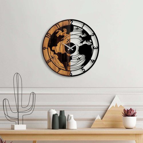 Horloge En Bois Et Métal Clock Mappemonde