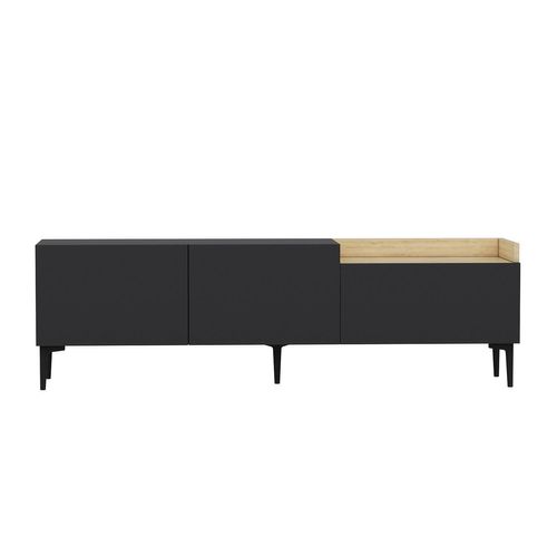 Meuble TV Sioux L160cm Bois Clair Et Anthracite