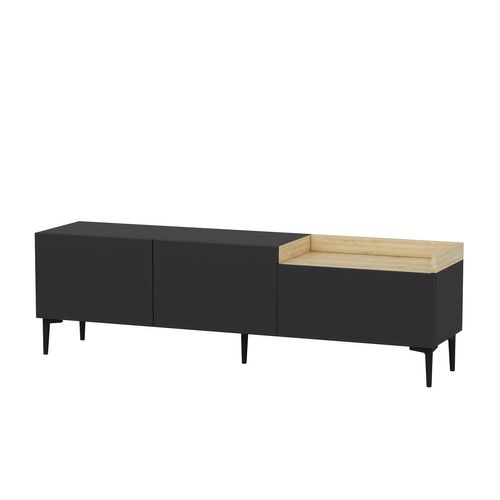 Meuble TV Sioux L160cm Bois Clair Et Anthracite