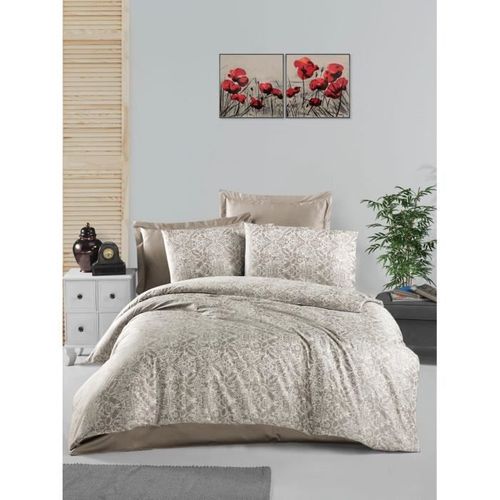 Parure De Lit - 1 Housse De Couette 220 X 240 Cm + 2 Taies D'oreiller 60 X 60 Cm - Satiné 100%