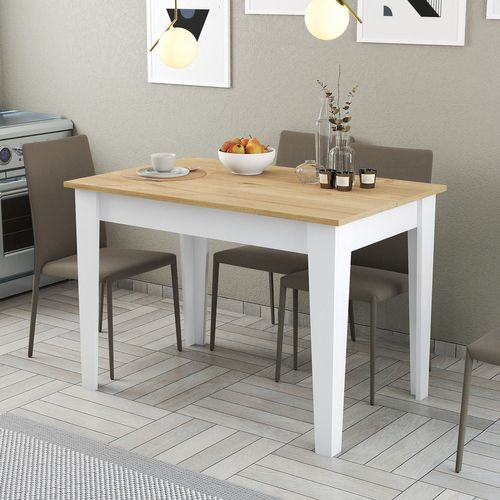 Table De Salle à Manger Avec Rangement Fiorita L110cm Blanc Et Chêne Clair