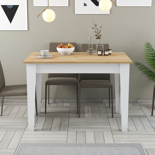Table De Salle à Manger Avec Rangement Fiorita L110cm Blanc Et Chêne Clair