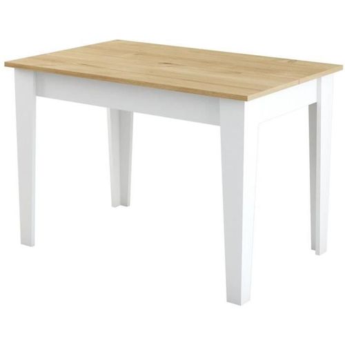 Table De Salle à Manger Avec Rangement Fiorita L110cm Blanc Et Chêne Clair