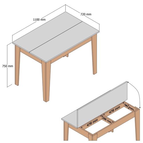 Table De Salle à Manger Avec Rangement Fiorita L110cm Blanc Et Chêne Clair