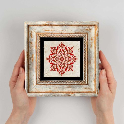 Tableau Décoratif En Bois Et Métal 20 X 20 Cm Rosaces