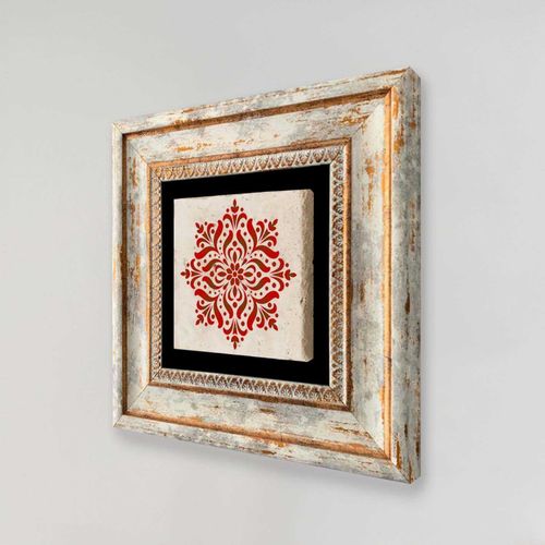 Tableau Décoratif En Bois Et Métal 20 X 20 Cm Rosaces