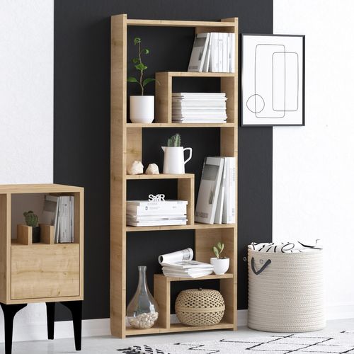 Bibliothèque En Bois "megg" - 60 X 15 X 150 Cm - Chêne