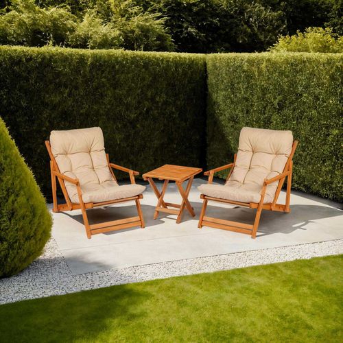 Salon De Jardin Détente En Bois De Hêtre Garden