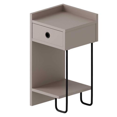 Sirius Left Table De Chevet - 100 % Mélamine - Moka Clair