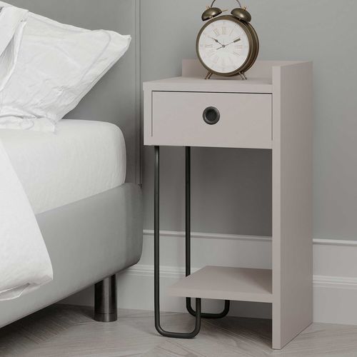 Sirius Right Table De Chevet - 100 % Mélamine - Moka Clair