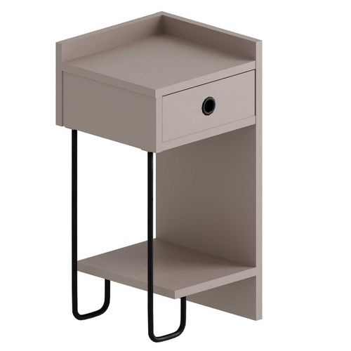 Sirius Right Table De Chevet - 100 % Mélamine - Moka Clair