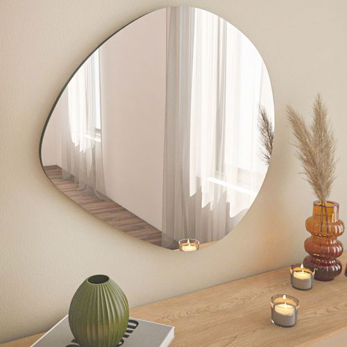 Miroir Décoratif Abstrait Rimus 60x60cm Bois Noir