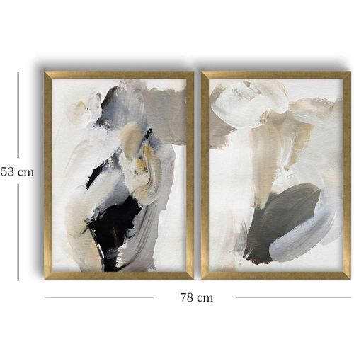 Ensemble De 2 Tableaux Décoratifs Abstrait Gris Et Beige