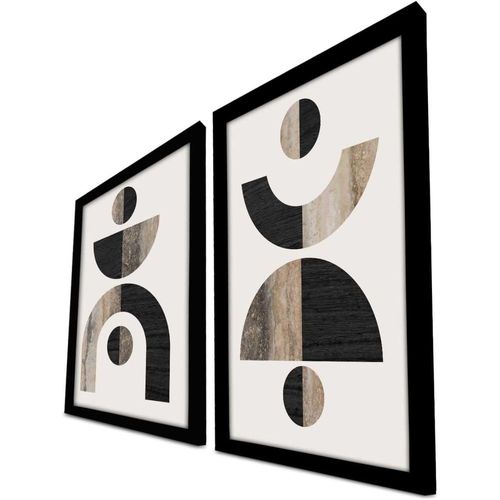 Ensemble De 2 Tableaux Décoratifs Abstrait Noir Et Marron