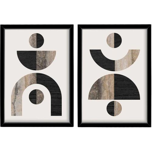 Ensemble De 2 Tableaux Décoratifs Abstrait Noir Et Marron